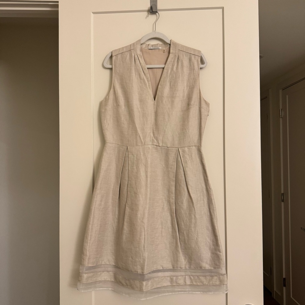 T Tahari Sleeveless Cream Mini Dress